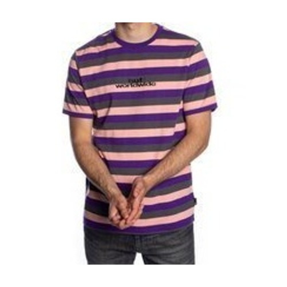 HUF Worldwide Striped Tee - Stylish Graphic Print‎ T-Shirt - Size S